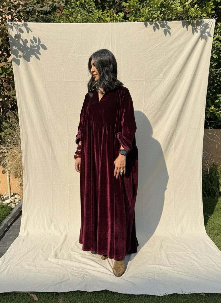 Burgundy velvet zam dress